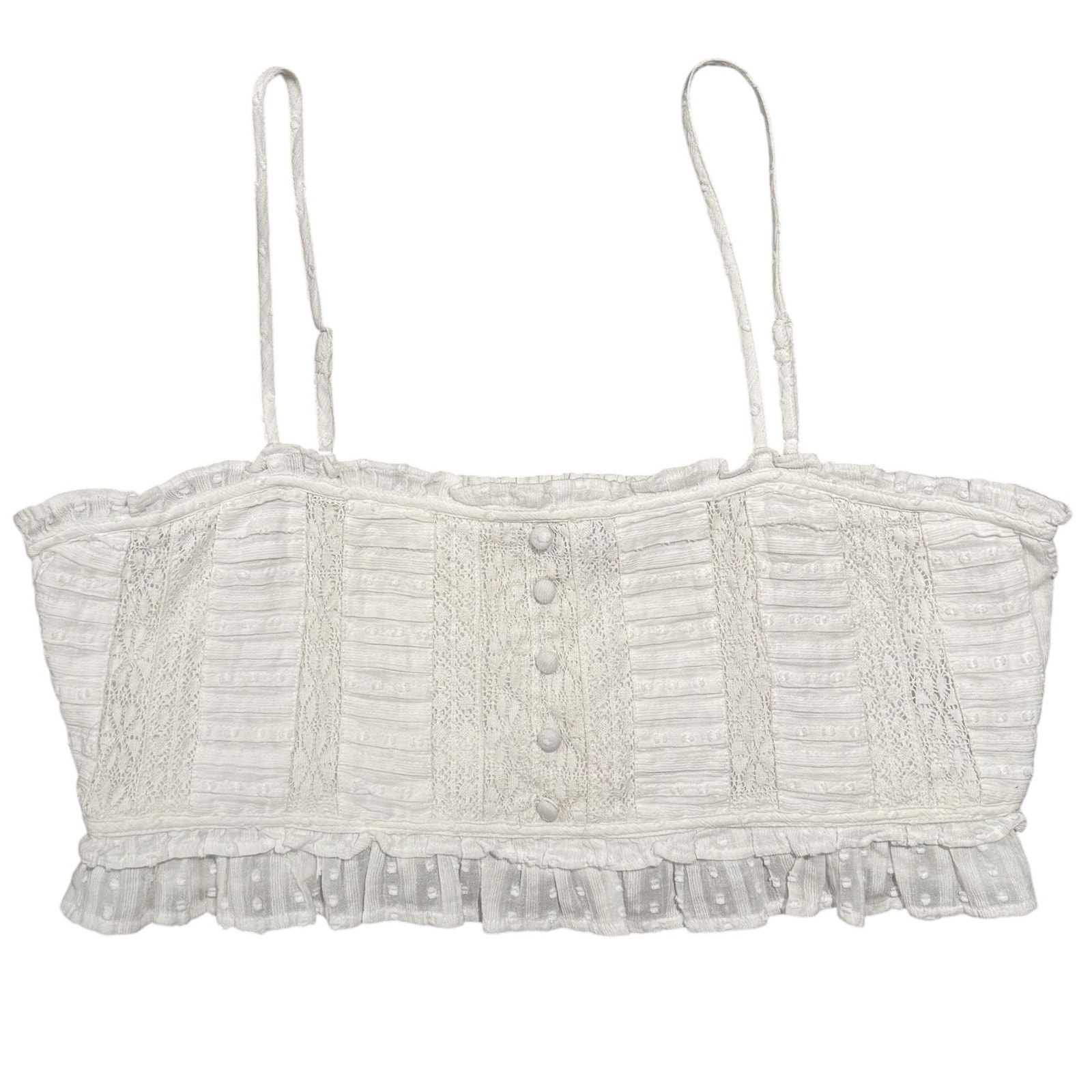 New American Eagle White Crop Corset Top Coquette Babydoll Cottagecore Summer Xl